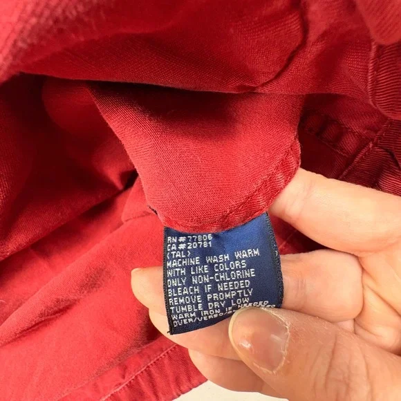 Tommy Hilfiger Red Canvas Zip Jacket Mens S Flag Logo Custom Embroidery - Picture 10 of 13